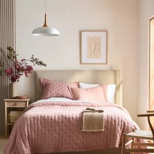 QUINCE EUROPEAN LINEN STANDARD /QUERN SIZE Elegant Pink Quilted Bedding NEW